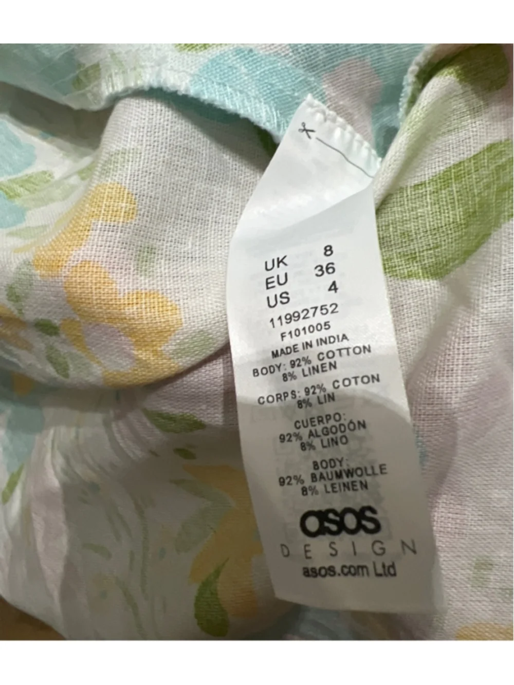 ASOS DESIGN Floral Maxi Dress Size 4 White Multicolor Linen Cotton Summer Spring - Picture 6 of 7